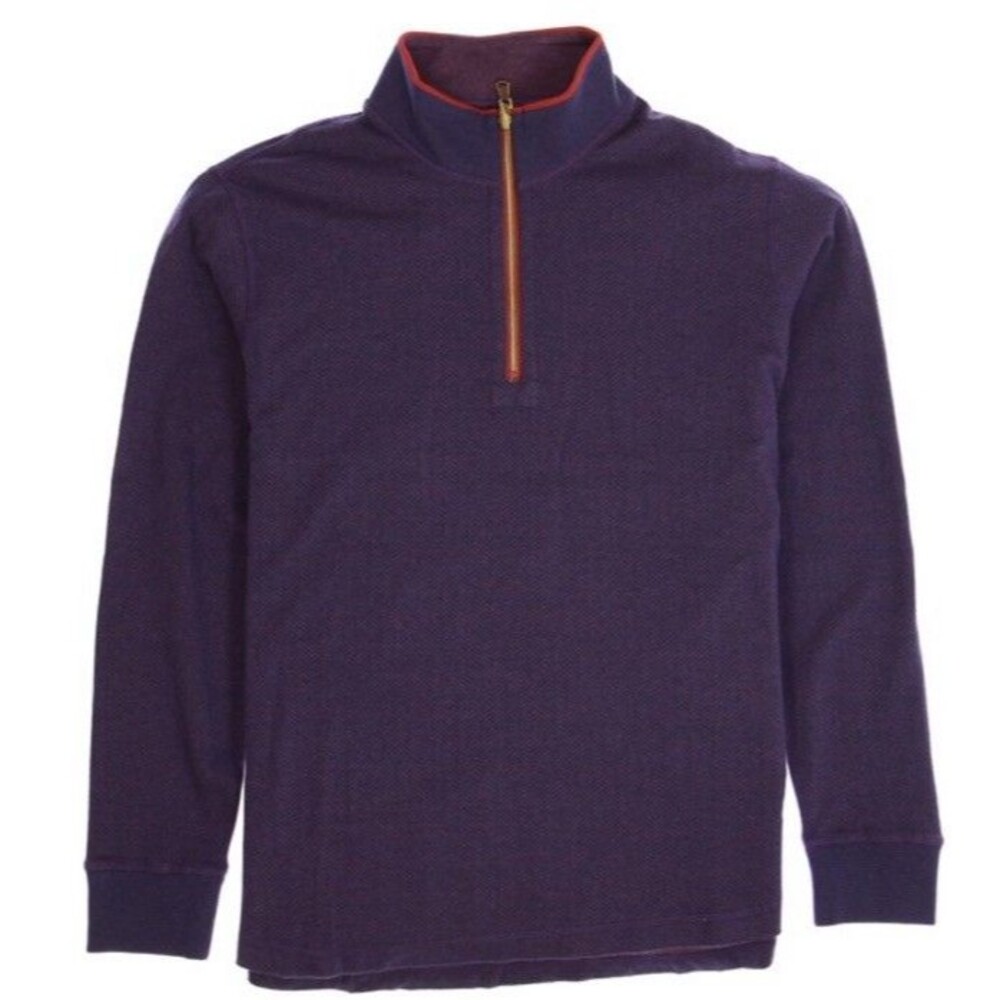 Robert Graham Sweatshirt Medium Purple 1/4 Zip Mock Neck Classic Fit Activewear